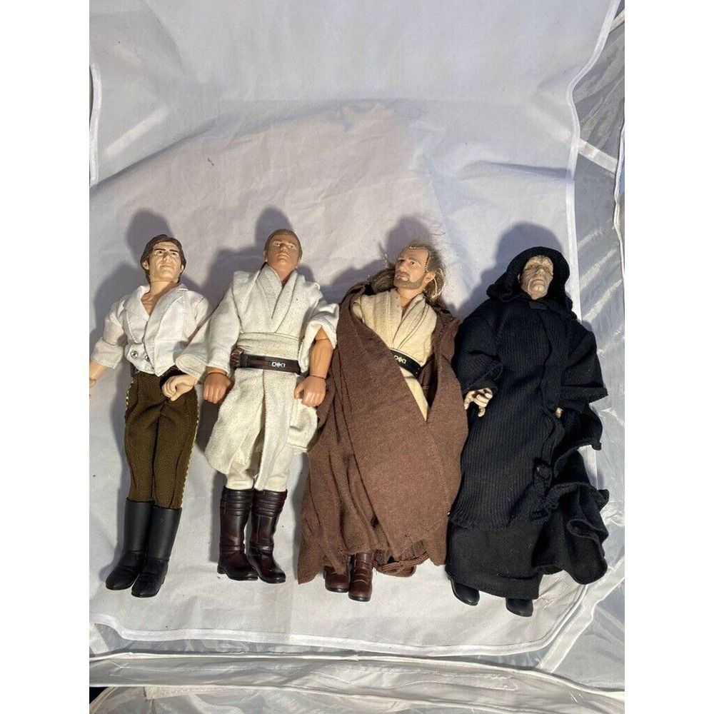 Vintage Lot 1998 Hasbro Phantom Menace Action Figures Obi-Wan Han Solo Palpatine